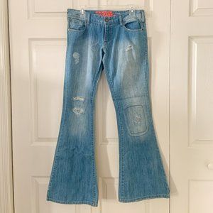Sz 9 Roxy Skinny Flare Distressed Jeans
